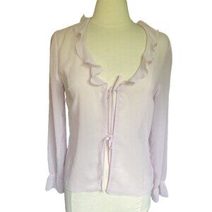 Aritzia Sunday Best Sheer Tie-Front Blouse Women’s Small Light Pink